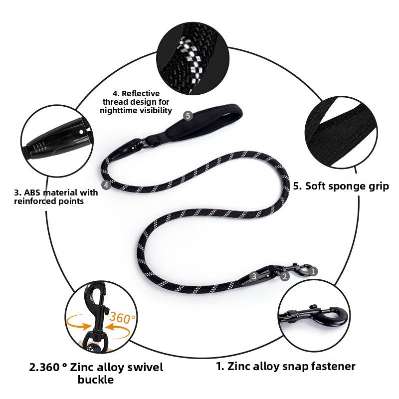 Reflective Nylon Dog Leash for Medium Large Pets